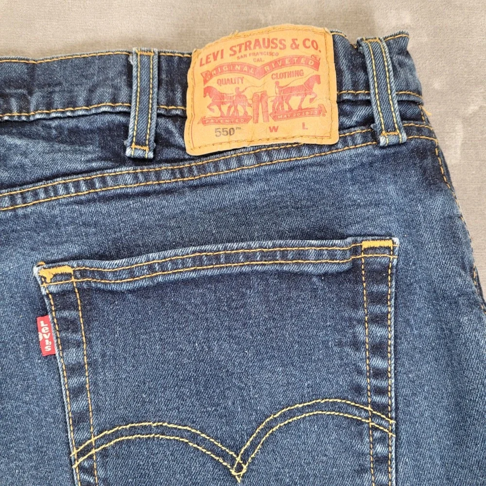 Levis 550 Y2K Relaxed Fit Tapered Leg Jeans Mens Actual Sz 38x34‎ Dark Wash Blue
